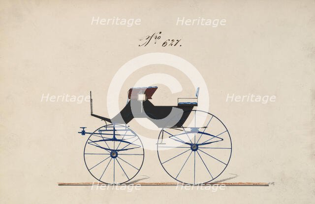 Design for 4 seat Phaeton, no top, no. 627, 1850-70. Creator: Brewster & Co.