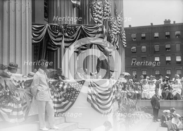 Liberty Loans - Wilson Speaking, Seated: Daniels; Mcadoo; Lansing, 1917. Creator: Harris & Ewing.