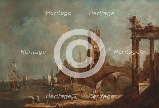 Capriccio of a Harbor, c. 1760/1770. Creator: Francesco Guardi.