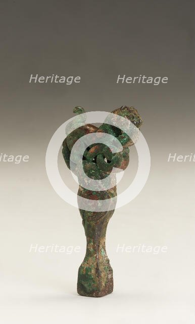 Qin tuning key (qin zhenyao) with tiger and snake, Eastern Zhou dynasty, 5th century BCE. Creator: Unknown.