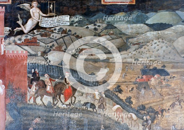 'The Effects of Good Government in the Countryside', (detail), 1338-1340. Artist: Ambrogio Lorenzetti
