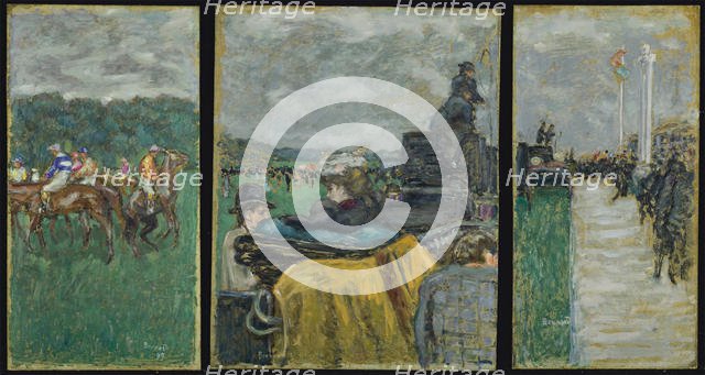 The Longchamp Racecourse (Les courses à Longchamp). Triptych, 1897. Artist: Bonnard, Pierre (1867-1947)