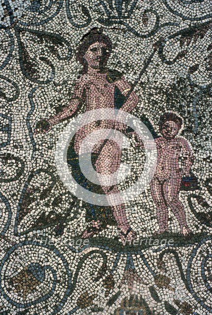 Detail of a Roman floor mosaic in Merida. Artist: Unknown