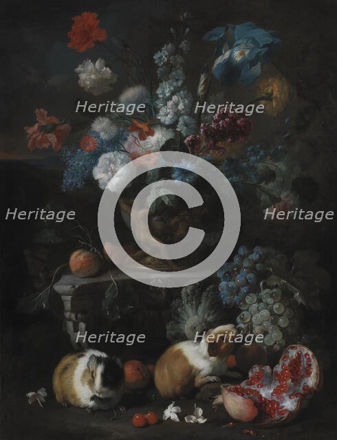 Flower Piece with Guinea Pigs, 1673-1724. Creator: Franz Werner von Tamm.