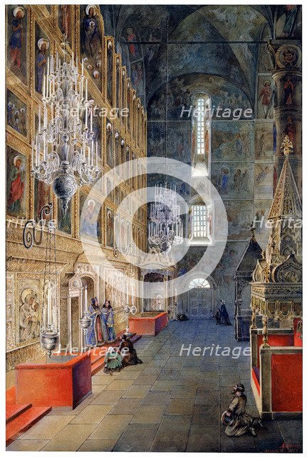 'Interior in the Assumption Cathedral in the Moscow Kremlin', 1819. Artist: Fyodor Yakovlevich Alexeev
