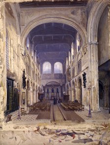 Interior of St Bartholomew's Priory, London, 1880. Artist: John Crowther