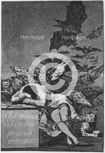 The Sleep of Reason Produces Monsters. (Capricho No 43), 1797-1798. Artist: Goya, Francisco, de (1746-1828)