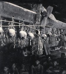 Sarawak: decorated human skulls hanging in a Kayan house, c1900. Creator: Unknown.