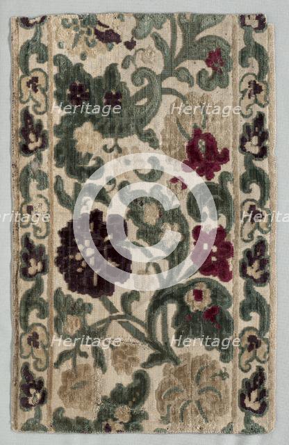 Velvet Fragment, late 1600s - early 1700s. Creator: Unknown.