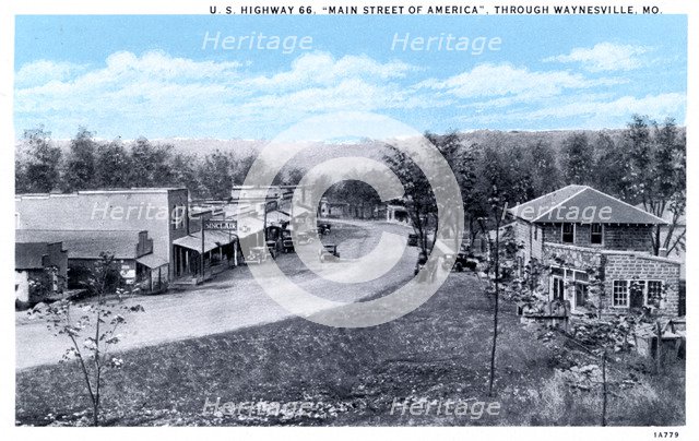 US Highway 66, Main Street of America, through Waynesville, Missouri, USA, 1931. Artist: Unknown