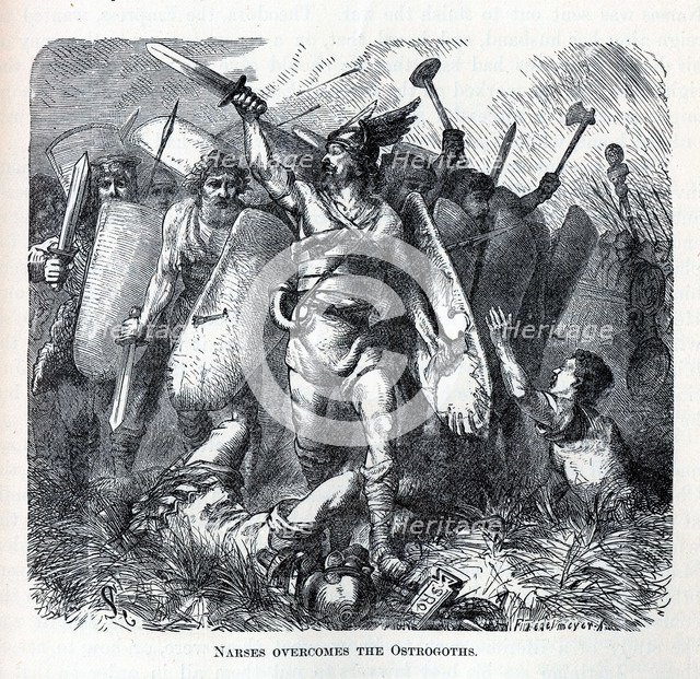 Narses Overcomes the Ostrogoths, 1882. Artist: Tegetmeyer, August Heinrich Ferdinand (1844-1912)