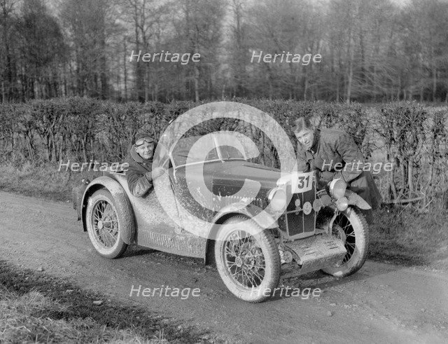 MG M Type competing in the MG Car Club Trial, 1931. Artist: Bill Brunell.