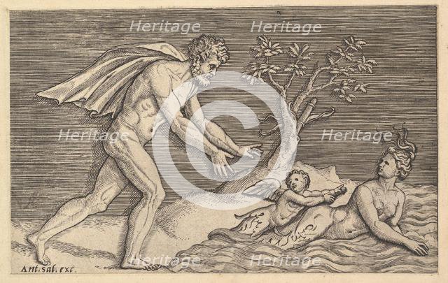 Speculum Romanae Magnificentiae: Naked Man Pursuing a Naiad, ca. 1515-1527. Creator: Marco Dente.