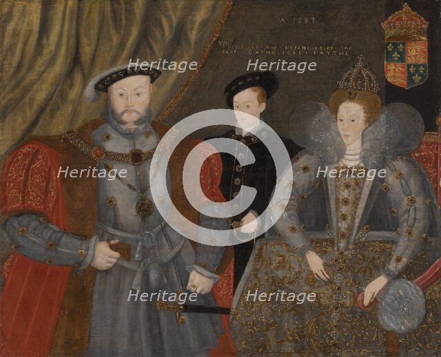 Henry VIII, Elizabeth I, and Edward VI, 1597. Creator: Unknown.