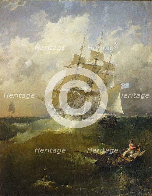 44-gun frigate Aurora, 1844. Artist: Borispolets, Platon Timofeyevich (1805-1880)