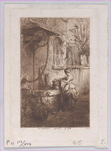 Woman at a Well, 1842. Creator: Charles Emile Jacque.