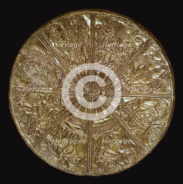 Gilt and engraved silver Scythian mirror, 6th century BC Artist: Unknown
