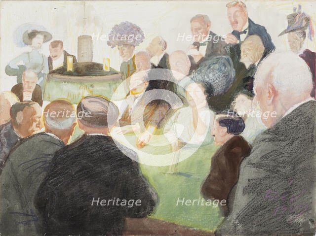 At the Gaming Table; Gentlemen and Women around the Gaming Table, 1909. Creator: Antti Faven.
