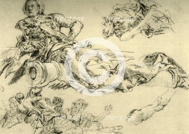 'Officer encamped beside a cannon', 1752-1753, (1928). Artist: Giovanni Battista Tiepolo.