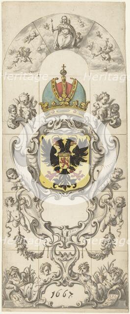 Design for stained glass window 10 donated by the Rijnland Water Board, 1667. Creator: Pieter Jansz.