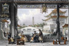 'Pavilion and Gardens of a Mandarin near Peking', China, 1843. Artist: Thomas Allom