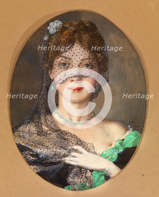 The Lady with the Veil (Manon Lescaut). Artist: Somov, Konstantin Andreyevich (1869-1939)