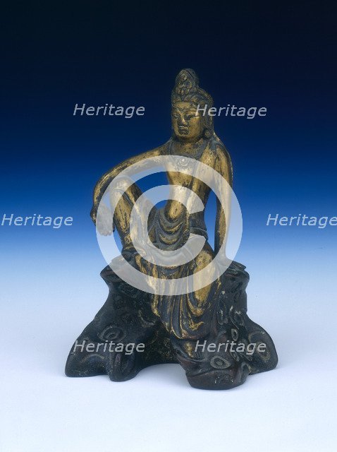 Gilt bronze figure of a deified lama, Tibet, c1700. Artist: Unknown