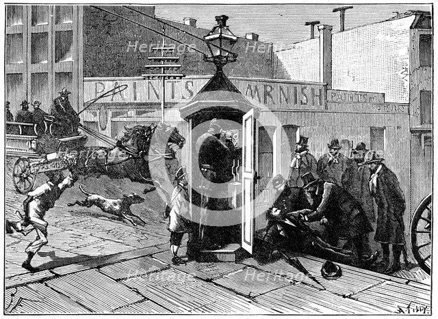 Chicago police telephone box, 1886. Artist: Unknown