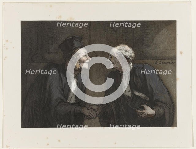 Deux avocats: la poignée de main (Two lawyers: the handshake). Creator: Daumier, Honoré (1808-1879).