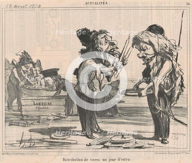 Distribution de vivres un jour d'extra, 19th century. Creator: Honore Daumier.