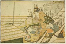 Embarking on Pleasure Boats in Summer, from the illustrated book "Picture Book: Flowers of..., 1801. Creator: Kitagawa Utamaro.