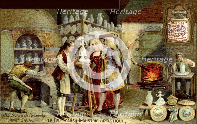 Porcelain manufacture in the 18th century (From a French Advertisement). Artist: Anonymous  