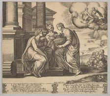 Plate 11: Psyche gives presents to her sisters, from 'The Fable of Psyche', 1530-60. Creator: Master of the Die.