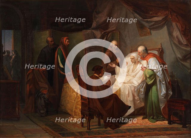 Dante's Death (La morte di Dante), 1852-1853. Creator: Moretti Larese, Eugenio (1822-1874).