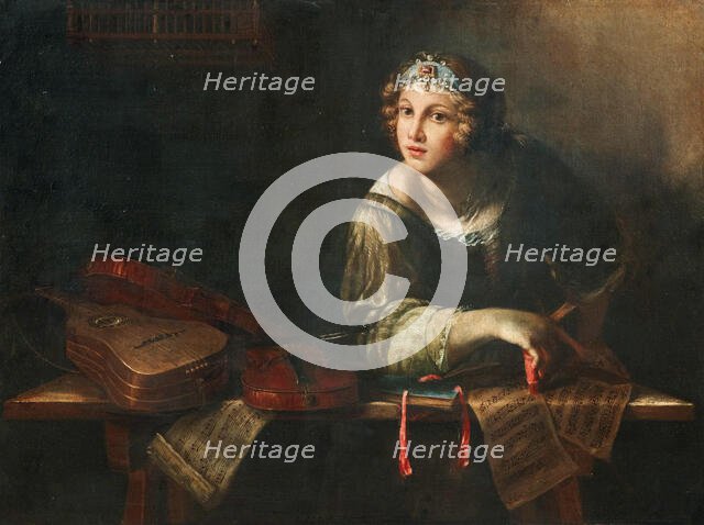 Allegorical representation with musical instruments and notes, Second Half of the 17th cen.. Creator: Scaglia, Girolamo (ca 1620-1686).