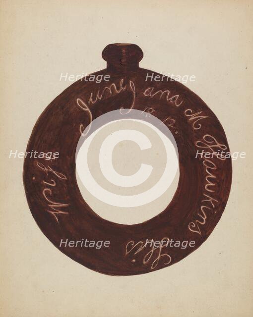 Pottery Bottle, c. 1936. Creator: Willoughby Ions.