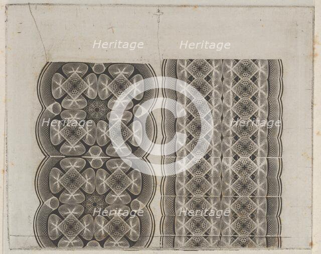 Banknote motifs: two bands of lace-like lathe work ornament, ca. 1824-42. Creator: Durand, Perkins & Co.