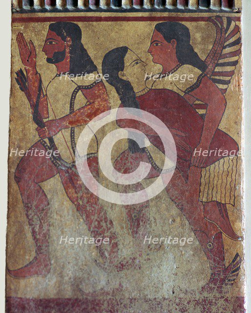 Etruscan tomb painting of a fury carrying away a dead person's soul, 6th century BC. Artist: Unknown