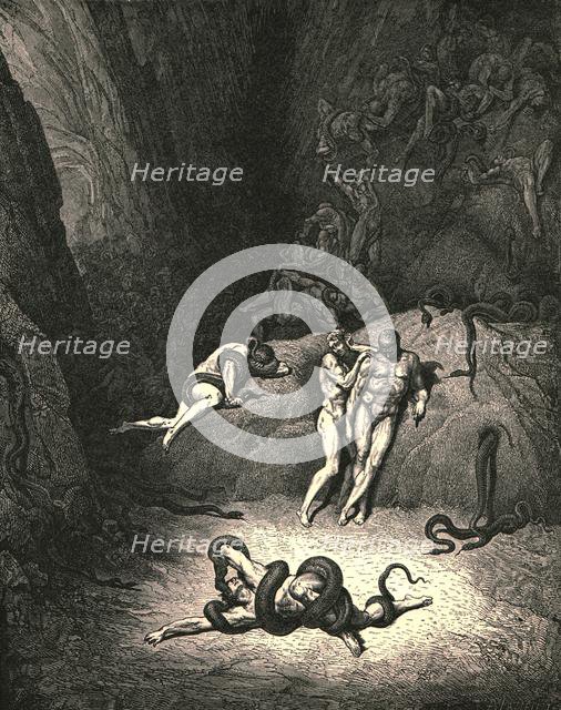 'The other two look'd on, exclaiming, "Ah! How dost thou change, Agnello!"', c1890.  Creator: Gustave Doré.