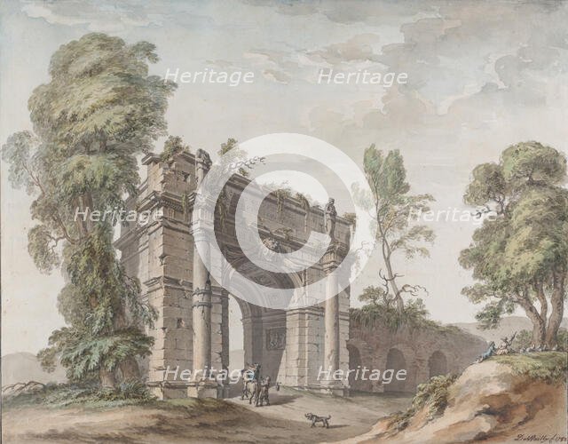 Design for a Triumphal Arch for the Gardens at Chateau d'Enghien, Belgium, 1782. Creator: Charles de Wailly.