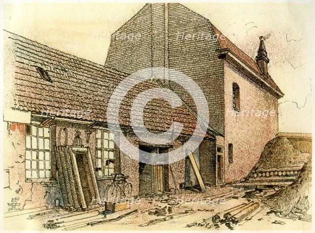 'Shelter in Fournes', c1914-c1918(?).Artist: Adolf Hitler