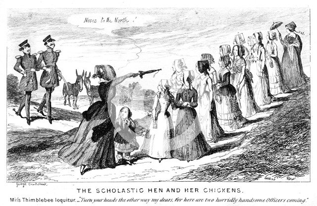 'The Scholastic Hen and Her Chickens', 19th century.Artist: George Cruikshank
