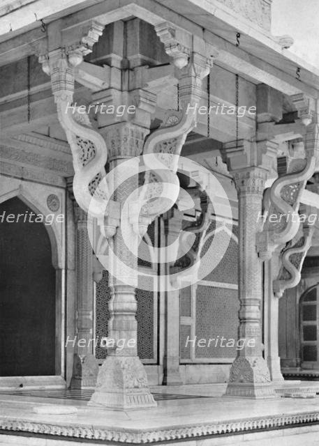 'Fatehpur Sikri. Pillars on front of Tomb of Sheik Salem Christi', c1910. Creator: Unknown.