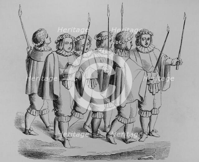 Group of goldsmiths preceding the ark of St Marcellus, France, 17th century, (1878). Creator: Unknown.