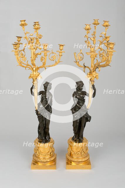 Pair of Eight Light Candelabra, France, c. 1785 or 19th century. Creators: Pierre-François Feuchere, Louis-Simon Boizot.