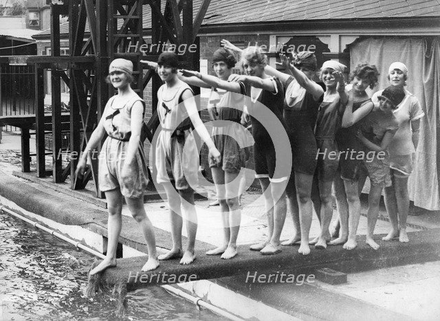 Women on a diving board, c1910-1929. Artist: Unknown