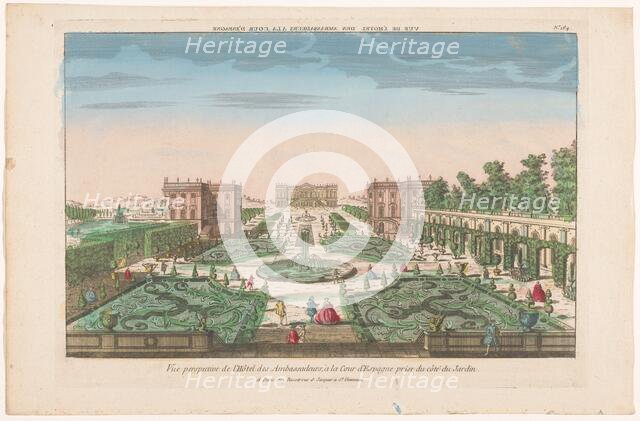 View of the garden and the Hotel des Ambassadors in Spain, 1700-1799. Creator: Anon.
