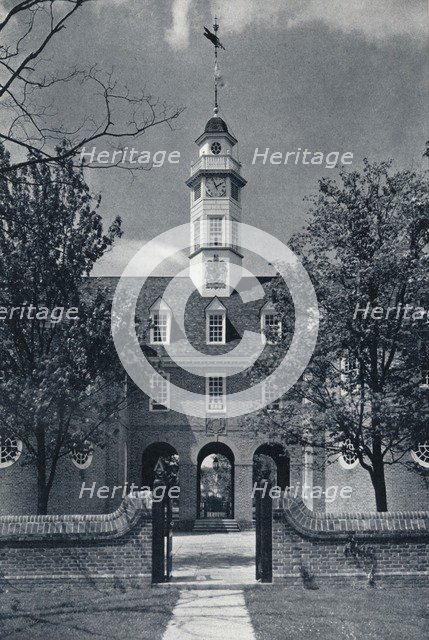 'Detail Showing Cupola of Capitol, Queen Anne's Arms over central Arch', c1938. Artist: Unknown.
