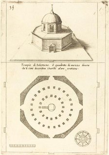 Plan and Rendering of the Temple of Solomon, 1619. Creator: Jacques Callot.