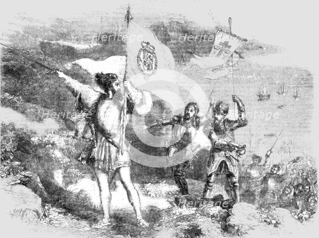 'Columbus taking possession of the Island of St Salvador; Columbus and his Discoveries 1492', 1854. Creator: Unknown.